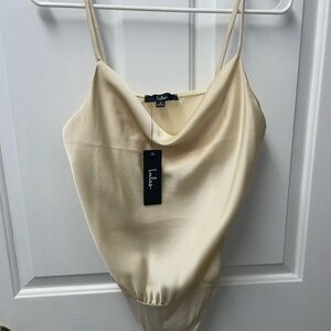 Lulu's Cream Satin Cowl Neck Top
